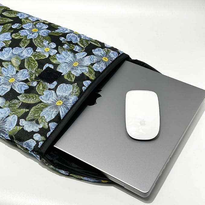 Puffy Laptop Sleeve 13-14 Inch Blue Flower, Protective Carrying Case for Men and Women, Cute Case Bag Compatible with 13 and 14 Inch Laptops, for MacBook Air M2, Asus/Dell Xps in Cover