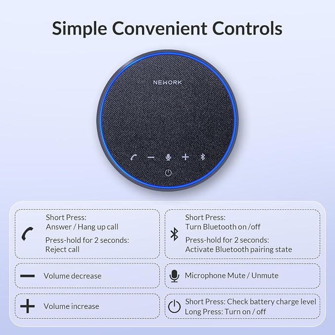 Conference Speakerphone, 3 AI Mics 360 Voice Pickup, Smart Noise Cancelling, Portable Speaker for Video Calls, Home Office & Small Team Meetings