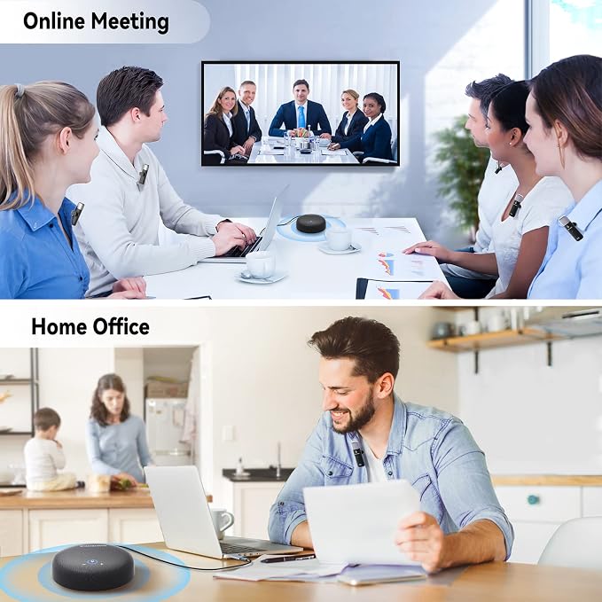 Conference Speaker and Microphone, USB Sperakerphone with 10 AI Mics, 360° 66Ft Voice Pickup, Noise Reduction and Echo Cancellation for 10 People, Compatible with Multi-Leading Platforms
