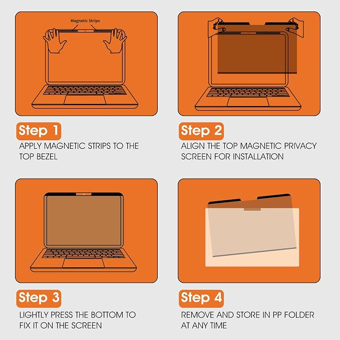 Magnetic Laptop Privacy Screen 14 Inch (Diagonal) 16:9 Display- Removable Anti-Glare Blue Light Filter, Computer Privacy Screen Shield Compatible with 14'' Hp Acer Asus Lenovo Dell Monitor