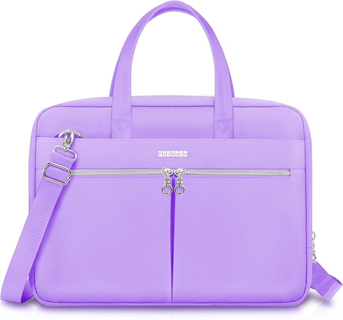Ferkurn Laptop Bag Case Women Men Computer Bag Compatible with MacBook/HP/LG/Dell, Shoulder Strap Slim Carrying Messenger Briefcase, Purple, 14 Inch