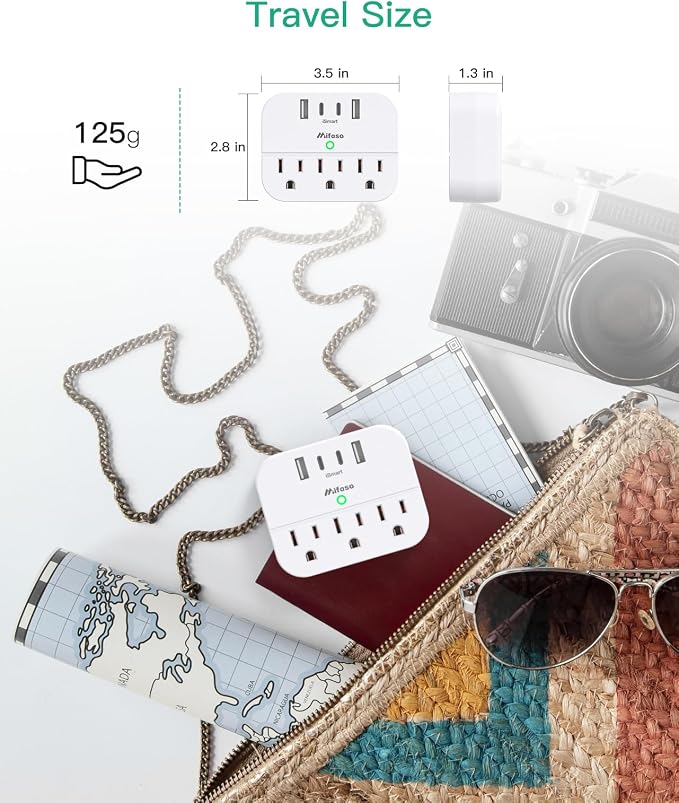 2 Pack Cruise Ship Essentials, Cruise Power Strip with Foldable Plug, Travel Essentials with USB C, Outlet Extender No Surge Protector, Multi Plug Wall Outlet, Outlet Adapter Japan Plug Adapter