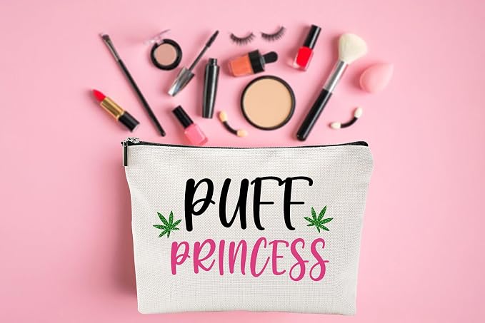 ZUYUROU Funny Makeup Bag Cosmetic Pouch for Travel and Daily Purse Organization, Puff Princess Canvas Zipper Toiletry Case for Women