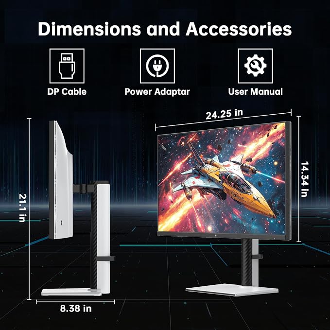 KTC 27 Inch White Gaming Monitor 300Hz/320Hz, QHD 1440P Fast IPS Computer Monitor with Adaptive FreeSync, HDR400, Height/Pivot/Swivel/Tilt Adjustable, DP&HDMI, H27E6