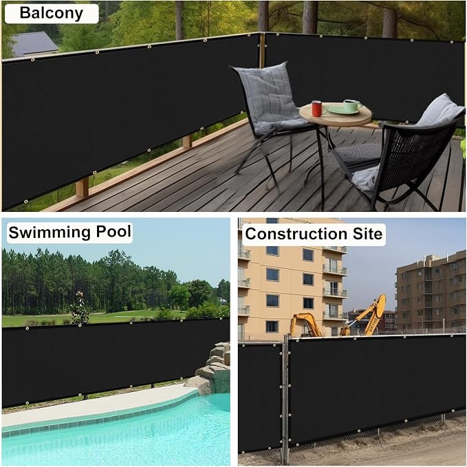 UPGRADE Privacy Fence Screen 3'x31' Black Outdoor 90% Visibility Blockage 170 GSM Mesh Shade Cover Panels for Backyard,Balcony,Home Decoration with Zip Ties,Customized Avaliable