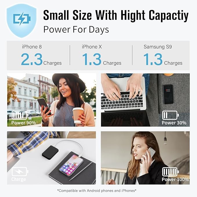 S22 Portable Charger, Mini Colorful Power Bank, PowerNano, 5000mAh External Battery Pack Compatible with iPhone 15/14/13/12/11/X All Series and Android Phone