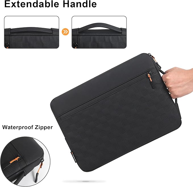 DOMISO 14 Inch Laptop Case Sleeve, Waterproof & Shockproof Protective Cover with Handle, Fits Most 14” Laptops Like MacBook Pro, Dell XPS, HP-,Black