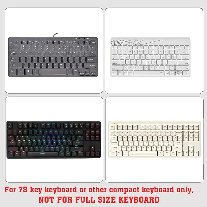 KOTEMON Acrylic Tilted Computer Keyboard Stand for Compact Keyboard, 78 Keys Keyboard, with White Silicone Strip, 11.8 Inch Width
