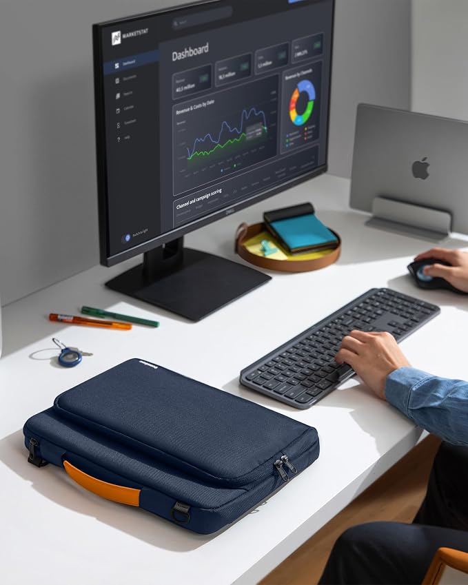 tomtoc 360 Protective Laptop Shoulder Bag for 15-inch 2026 MacBook Air M5 A3448, M4/M3/M2 A3241 A3114 A2941, 15" Dell XPS & Microsoft Surface Laptop 7/6/5, Water-Resistant Laptop Accessory Sleeve Case