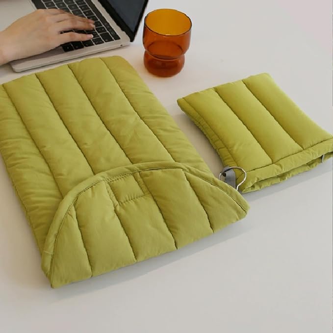 Puffy Laptop Sleeve Set 13-14 Inch Green, Protective Carrying Case for Men and Women, Cute Case Bag Compatible with 13 and 14 Inch Laptops, for MacBook Air M2, Asus/Dell Xps in Cover