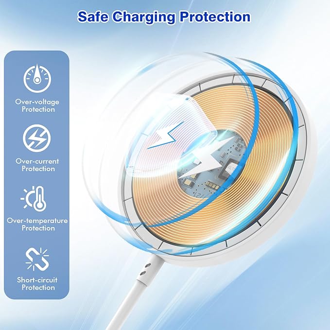Apple Mag Safe Charger, 10FT Magnetic Charger for iPhone 17/16 iPhone Wireless Charging Pad 15W Fast Wireless Chargers for Apple 17 Pro Max/Air/17/16 Pro/15/14/13/12, AirPods Pro 3/2 Mag Safe Charging