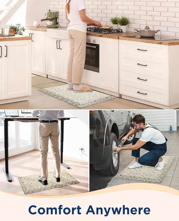Ophanie Kitchen mats for Floor, Kitchen Rugs, 20x32 Anti Fatigue Standing Cushioned Mat, Waterproof, Comfort Ergonomic mat for Office, Home, Sink, 3/4 inch Thick Memory Foam Bird Non-Slip Bottom