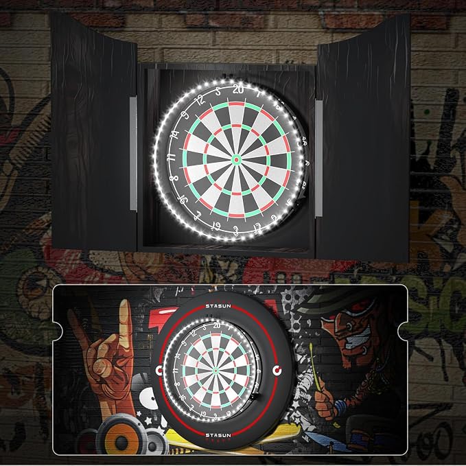 STASUN 360° Dartboard Ring Light, Dimmable Magnetic LED Dart Board Lighting System, 6500K White Light for Shadow-Free Visibility in Home Bars, Game Rooms & Dartboards