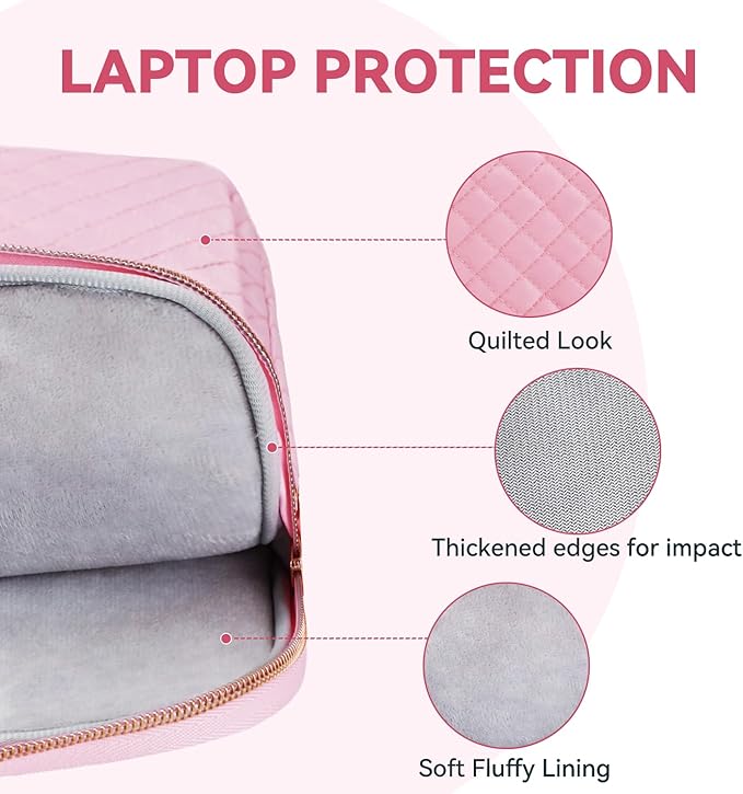 15.6 16 Inch Laptop Bag Case for Women Men Compatible with MacBook Pro M5/HP OmniBook Omen Envy/Dell Pro Inspiron/Lenovo Yoga IdealPad, Messenger Carrying Briefcase Computer Bag Case, Pink