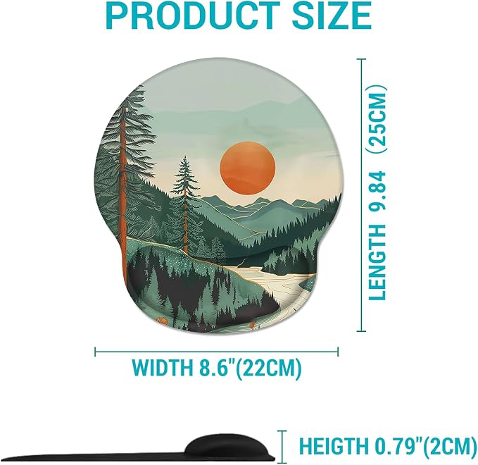 Hancynir Ergonomic Mouse Pad Wrist Support, Sunset Mountain Mouse Pads with Wrist Rest, Computer Mousepad for Desk with Non-Slip Base, Comfortable Mouse Pad for Work Accessories Office Supplies Decor