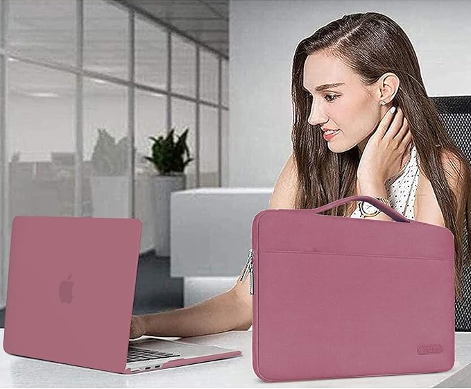 MOSISO Compatible with MacBook Air 13 inch Case M5 2026 M4 2025 M3 M2 2024-2022 A3449 A3240 A3113 A2681,Hard Shell&Sleeve Bag&Keyboard Skin&Webcam Cover&ScreenFilm for MacBook Air 13.6, Dusty Rose