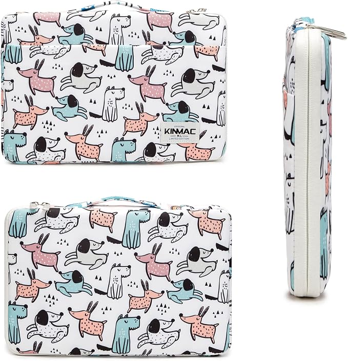 Kinmac 360° Protective Laptop Sleeve Case Bag Cover with Handle for MacBook Air 15 inch,15 inch-15.6 inch HP,Lenovo,Dell,ASUS,Acer Notebook Computer (Cartoon Dogs)
