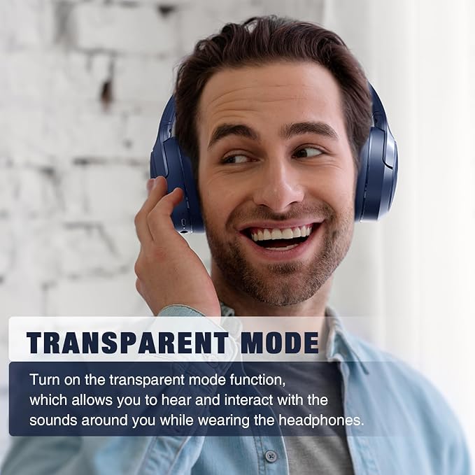 RUNOLIM Hybrid Active Noise Cancelling Headphones, 65H Playtime, Built-in Microphone, Bluetooth Wireless Over Ear Foldable Headphones with HiFi Audio, Home Travel Office