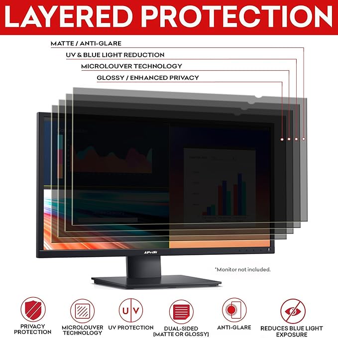 43 Inches Privacy Screen Filter for Widescreen 16:9 TV Monitor | Privacy Shield | Anti-Glare | Anti-Blue light TV Protector | Eye Protection | Anti Spy | Computer Security Private Filter Protector