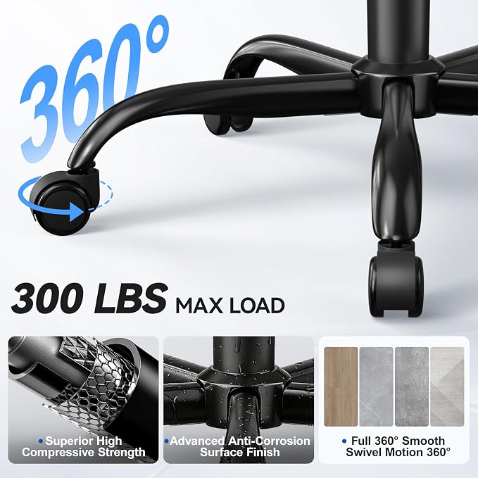 ALLGOD Ergonomic Office Chair, Mesh Desk Chair with Lumbar Support, High Back Home Office Chair with Adjustable Headrest and Flip-Up Arms, Comfortable Computer Chair, Thick Cushion, Black-6 Pack
