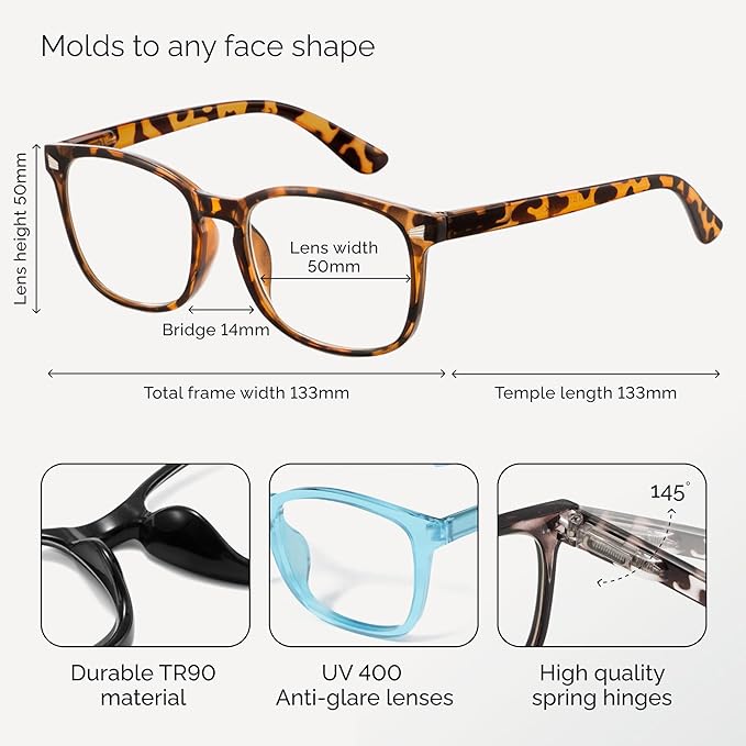 CCVOO Women's Clear Vision Blue Light Blocking Reading Glasses Black Gradient, Warm Amber, Blue to Pink Gradient, Vibrant Purple, Bright Pink Gradient, +2.5