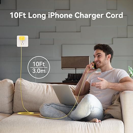 Phone 17 16 15 Charger Fast Charging Type C Chargers USB C Fast Charger Block & Phones 17 Charger Cord 10FT Long USB C Charging Cable for i.Phone 17/17 Pro/17 Pro Max/Air/Phone 16 15 Pro Max,Yellow