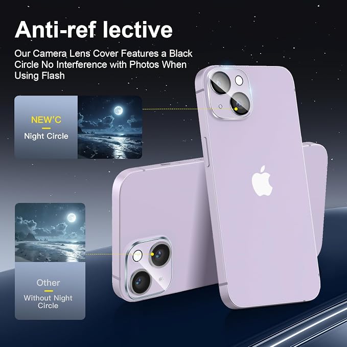 NEW'C 3x Privacy for iPhone 14 Screen Protector (6.1 inches)+ 3x Camera Lens Protector, Sensor Protection, Case Friendly Tempered Glass Film +Dust Plug - Enhanced Privacy Angle of 28 Degrees