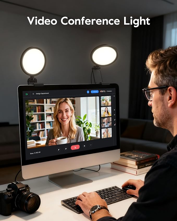 5" Ring Light for Computer, Eye-Caring & Flicker-Free Lighting for Zoom Meetings, Video Call, Recording, Streaming, Portable Light for Laptop, Monitor & Webcam with 50 Modes (3000K-6500K) CRI>97.8
