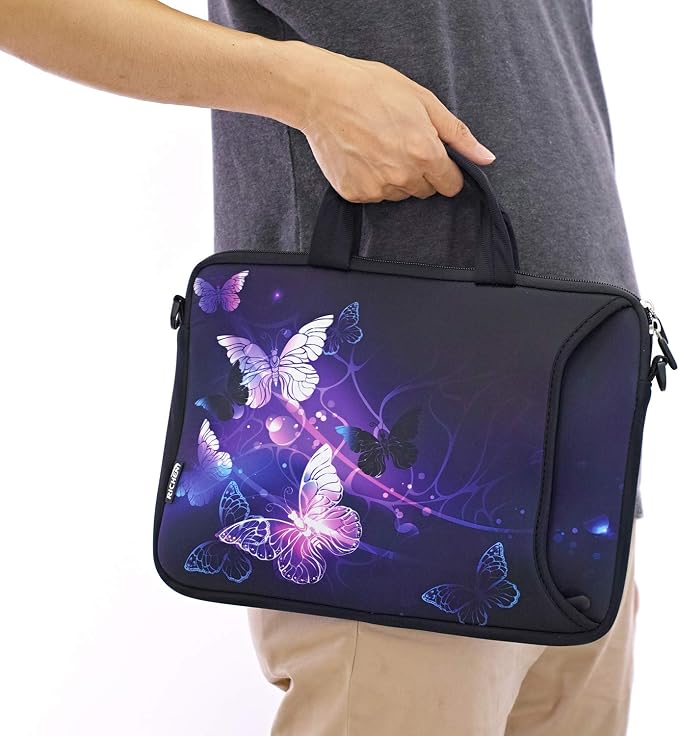 RICHEN 17 inch Laptop Shoulder Bag Carrying Case Computer PC Cover Pouch with Handle Fits 15.6/16/17/17.3/17.4 inch Laptop Notebook (16-17.3 inch, Butterflies)
