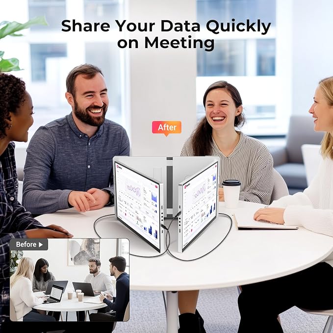 Triple Screen Laptop Monitor Extender - 2.5K QHD IPS Triple Portable Monitor for Laptop 13.3-17 Inch, Plug Play and Compatible with MacOS/Wins/Chrome/Dex (Silver)
