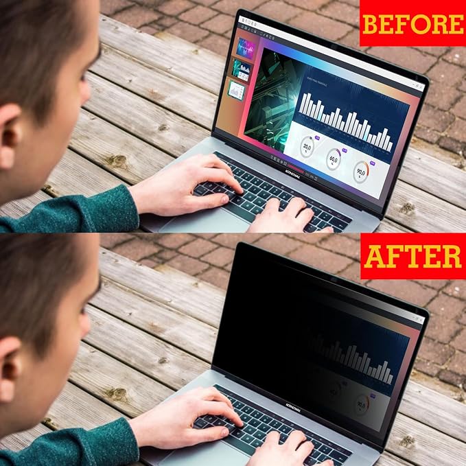 14 inches Magnetic Privacy Screen for Laptop Widescreen 16:9 Monitor | Computer Privacy Shield | Anti Glare & Blue Light Filter | UV & Eye Protection | Anti Spy | Anti-Scratch Protector Film