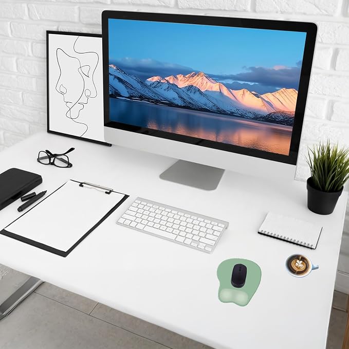 Ergonomic Mouse Pad,Non Slip Mousepad Wrist Rest Support for Office, Computer, Laptop & Mac(A-Light Green)