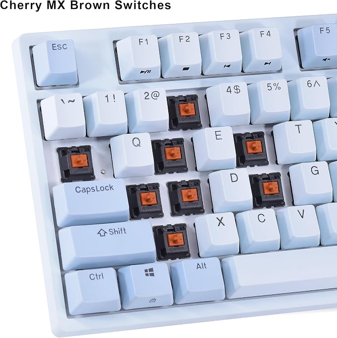 DURGOD Taurus K320 Mechanical Keyboard - Cherry Brown Switch - Backlit - 87keys TKL US Layout - NKRO - USB C Wired Keyboard