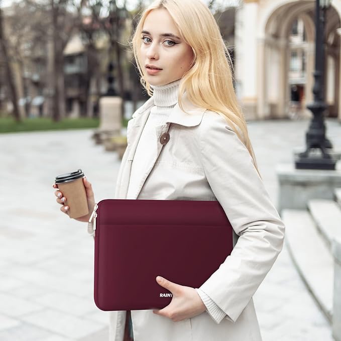RAINYEAR Laptop Sleeve Case 13.3 Inch, Protective Portable Case with Front Pocket, Briefcase Handbag Laptop Bag Compatible with 13.3-14 Inch Laptop PC, 14 Inch MacBook Pro M5 M4 M3 M2 M1, Red