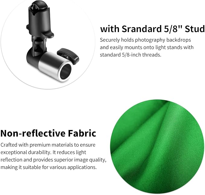 Meking 3x5ft Green Screen Backdrop for Photography, 2-in-1 Collapsible Background Panel with Clip and Carry Bag for YouTube Videos Photo Studio Props