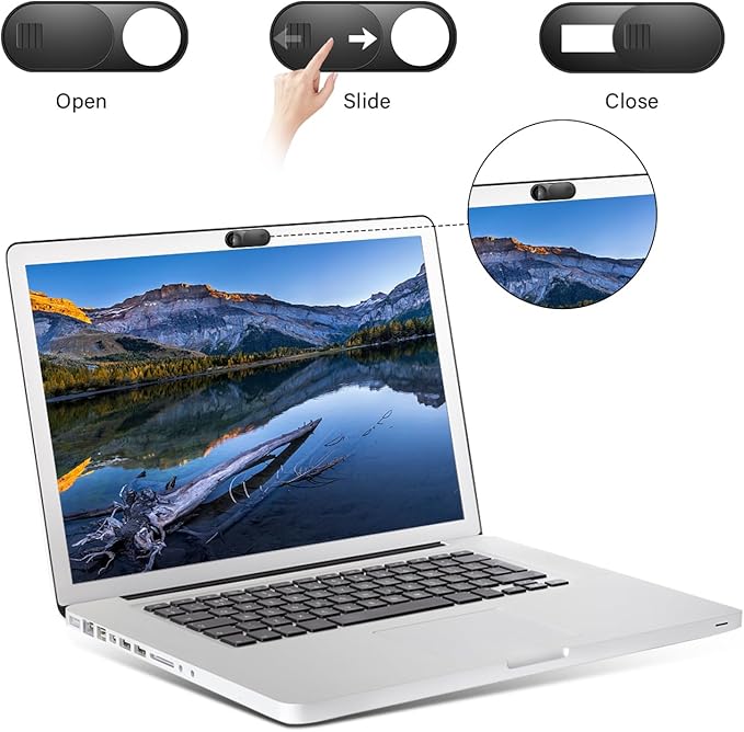 ZUCUCUC Laptop Camera Cover Slide, Camera Cover, 6 Pack Ultra Thin Webcam Cover Slide for Laptop, Desktop, PC, Tablet, Smartphone, Protect Your Privacy and Security(Black)
