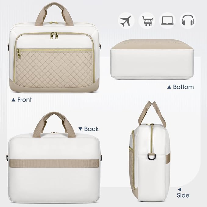 NEWHEY Laptop Bag 17.3 Inch Laptop Briefcase for Women Men Waterproof Shoulder Messenger Bag Large Computer Bag for Business Office Work College, Khaki&Beige