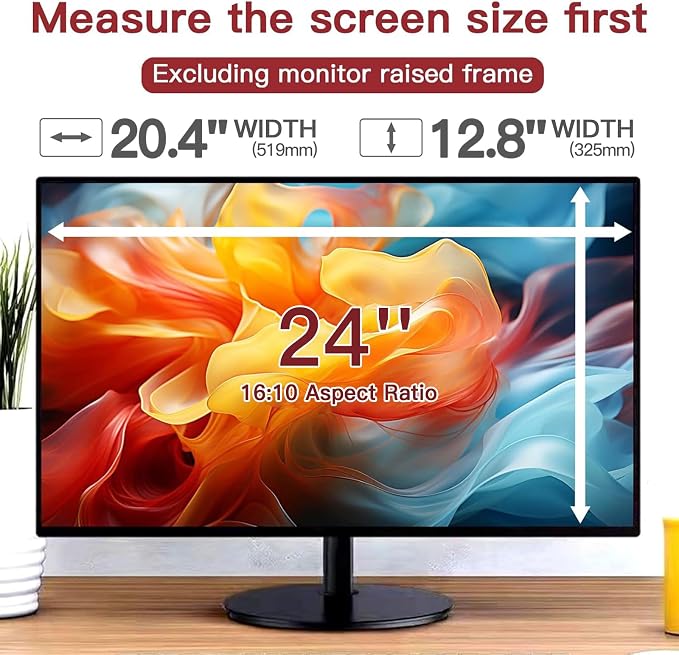 2 Pack 24 Inch 16:10 Privacy Screen for Computer Monitor, Eye Protection Anti Glare Computer Screen Cover, Removable Anti-Scratch Computer Screen Privacy Shield for 24'' Widescreen Monitor