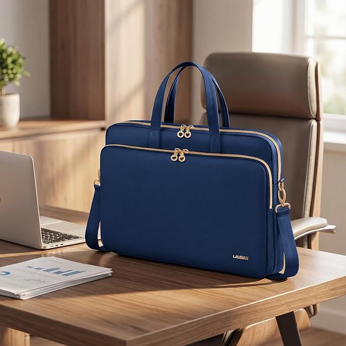 Laptop Case Bag Women Men Computer Sleeve Compatible with MacBook/Dell/HP/Acer/ASUS, Waterproof Shoulder Carrying Briefcase, Blue, 17-17.3 Inch
