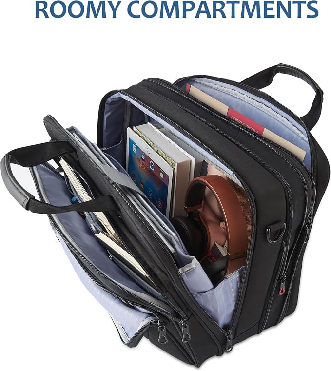 KROSER Laptop Bag Premium Laptop Briefcase Fits Up to 17.3 Inch Laptop Expandable Water-Repellent Shoulder Messenger Bag Computer Bag for Travel/Business/Men/Women-Black/Blue