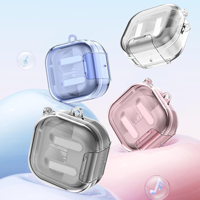 CameCosy Transparent case Compatible for Samsung Galaxy Buds 4/Buds 4 Pro 2026 with Lock Buckle & Phone Stand Function, TPU Shockproof Anti-Scratch Cover with Carabiner for Women Men, Clear