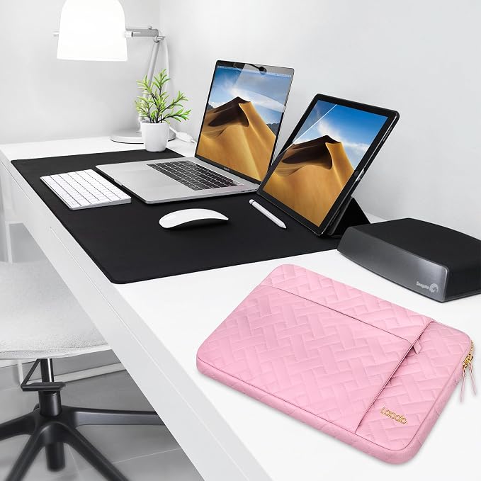 Lacdo Laptop Sleeve Case for 14 inch New MacBook Pro M5 Pro/Max A3426 A3427 (2026), M5/M4/M3/M2/M1 A3434 A3112 A3401 A3185 A2918 A2992 A2779, 13.8 inch Surface Laptop 7th Computer Bag, Sakura Pink