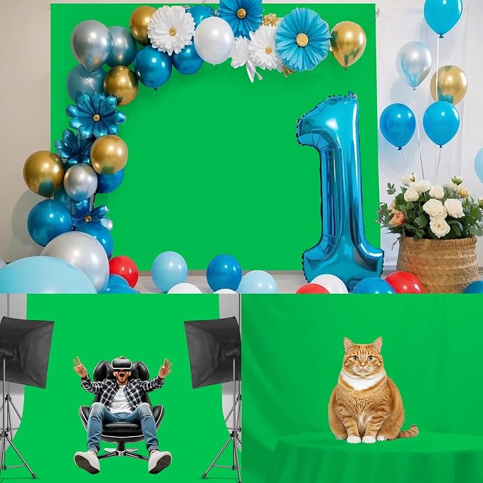 6x9ft Green Photography Backdrop, High Density Polyester Fiber Photo Background Cloth is Foldable and Machine Washable, Suitable for Photo Background Video Photography Studios