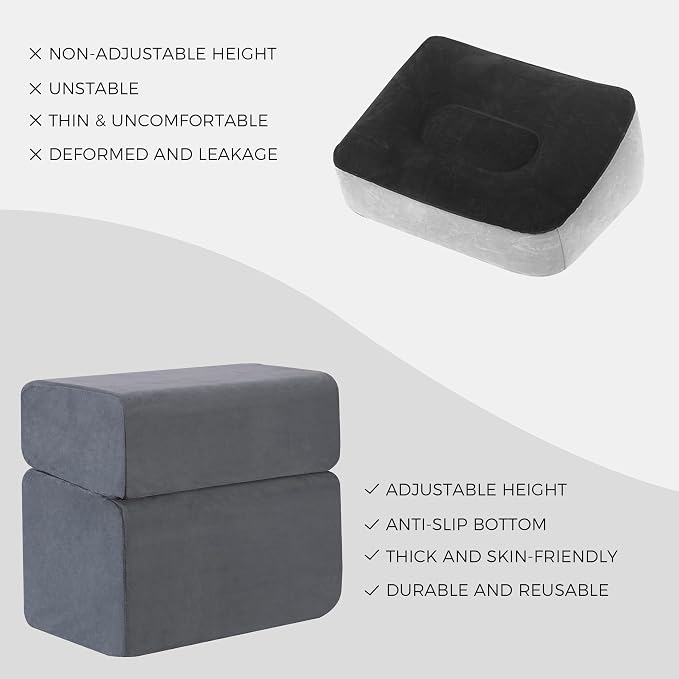 Ganondorf Foot Rest for Under Desk at Work Adjustable Foot Rest Under Desk Ergonomic Foot Stools for Under Office Desk Leg Pillow for Underdesk Footrest with Washable Cover, Grey