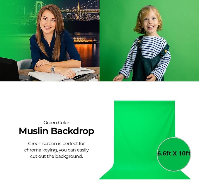 Green Screen Backdrop 6.5 x 10 Ft, Greenscreen Background Green Photo Backdrop Curtain Thick Polyester Fabric Photography Green Sheet for Streaming Photoshoot Video Party Decor