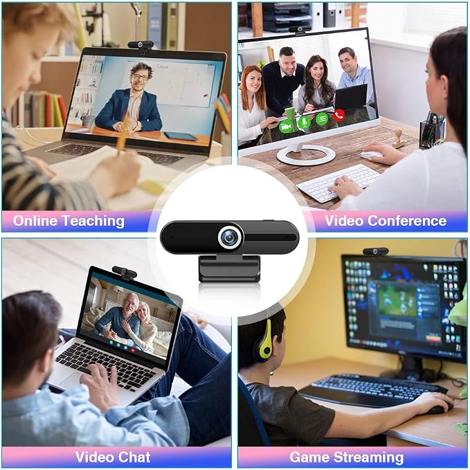 4K Webcam with Microphone, 8MP Laptop PC Desktop Computer Web Camera, USB Webcams for Video Calling Recording Streaming Video Conference, Webcam with Tripod,Privacy Shutter