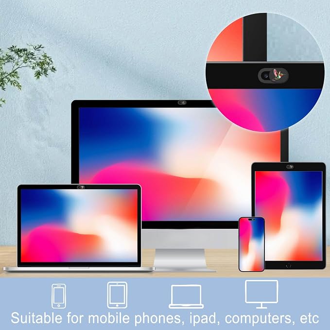6Pcs 6 Styles Laptop Camera Cover Slide Cute 0.04 Inch Ultra Thin Phone Privacy Camera Cover Hummingbird Design Webcam Protector for Laptop Desktop Computer Tablet Phone Notebook Mini PC