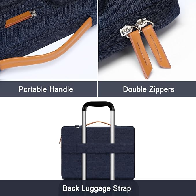 MOSISO 360 Protective Laptop Shoulder Bag,15 inch Computer Bag Compatible with MacBook Air 15 inch M5 M4 M3 M2/Pro 15, Dell XPS Plus,Side Open Messenger Bag with 4 Zipper Pockets&Handle, Navy Blue
