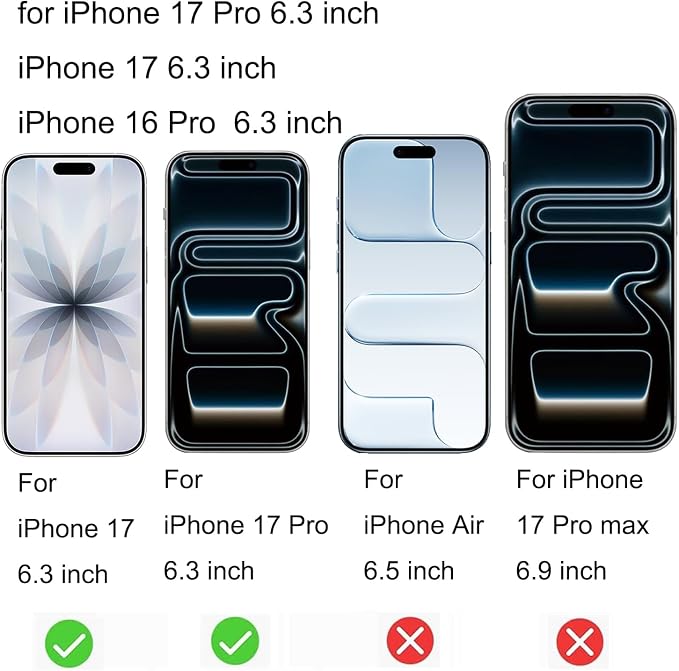 2 Pack Anti-Blue Privacy Tempered Glass for iPhone 17 Pro / 17/16 Pro Anti-Spy Screen Protector Film Electroplated Gradient Colorful 6.3 inch