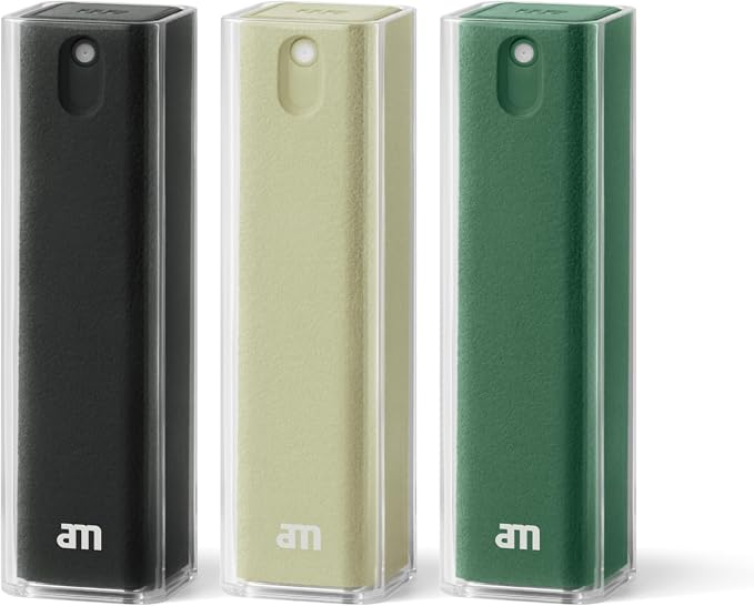 am Screen Cleaner Mist Spray with Microfiber Cloth – Alcohol-Free Screen Cleaning Kit for Phones, Tablets, Laptops, TVs & Car Displays, 3 Pack, Green